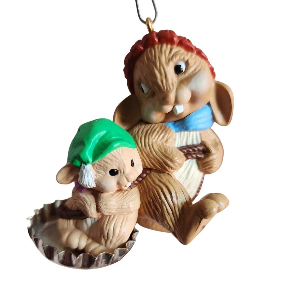 1985 Santa Soda bunny soda cap sled Hallmark Christmas ornament